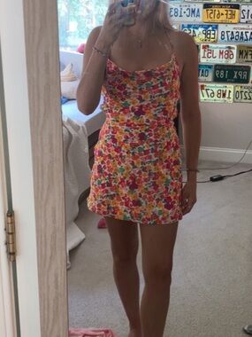Princess Polly Multi-Color Floral Spaghetti-Strap Mini Dress
